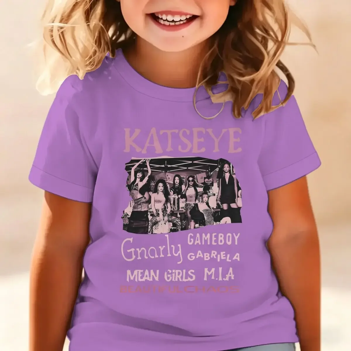 Jugendliches Mädchen-Baumwoll-Streetwear-T-Shirt mit Katseye-Print, Kinder-Sommerkleidung, Mädchen-Kurzarm-T-Shirt, modische Oberteile für Kinder – Detail 4