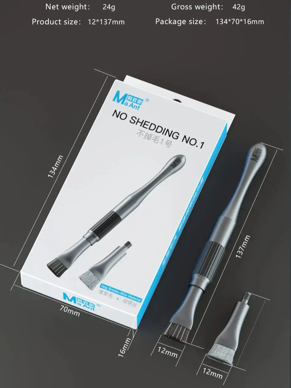 MaAnt-Cabeça substituível mini fios de aço e escova de cerdas de porco, remoção de cola de chip de placa-mãe, limpeza de poeira, remoção de lata