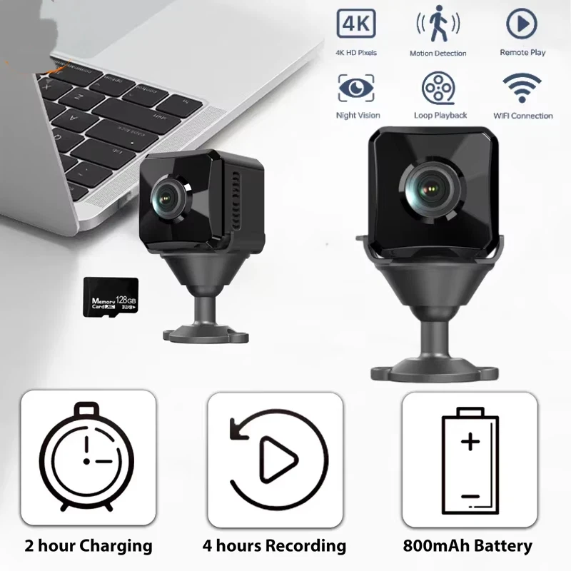 Mini 4K WIFI Camera HD Home Security Camcorder Long Life Night Vision Micro Cam Motion Detection Video Remote Monitor New