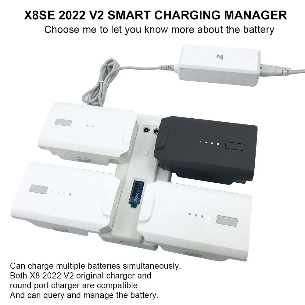 Battery Charger for Fimi X8 SE 2022 V2 Drone Fast Channel Charging Butler Management Power Supply Display Charged at Same Time