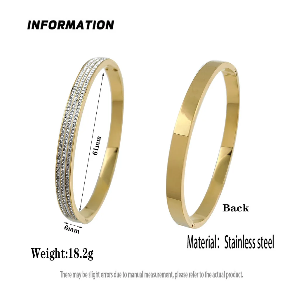 Classic Gypsophila Zircon Stainless Steel Gold Plated Bracelet, High Quality Silver Bracelet for Women, Wedding Party Jewelry