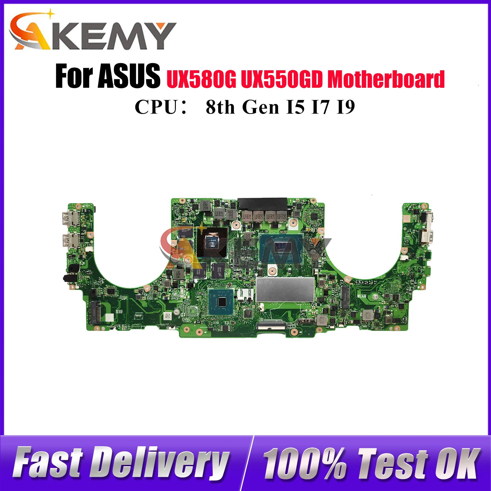 

UX550GD Материнская плата для ноутбука ASUS ZenBook UX580G UX55VD UX550 UX55VE Материнская плата для ноутбука с процессором I5 I7 I9 100% tests OK stk