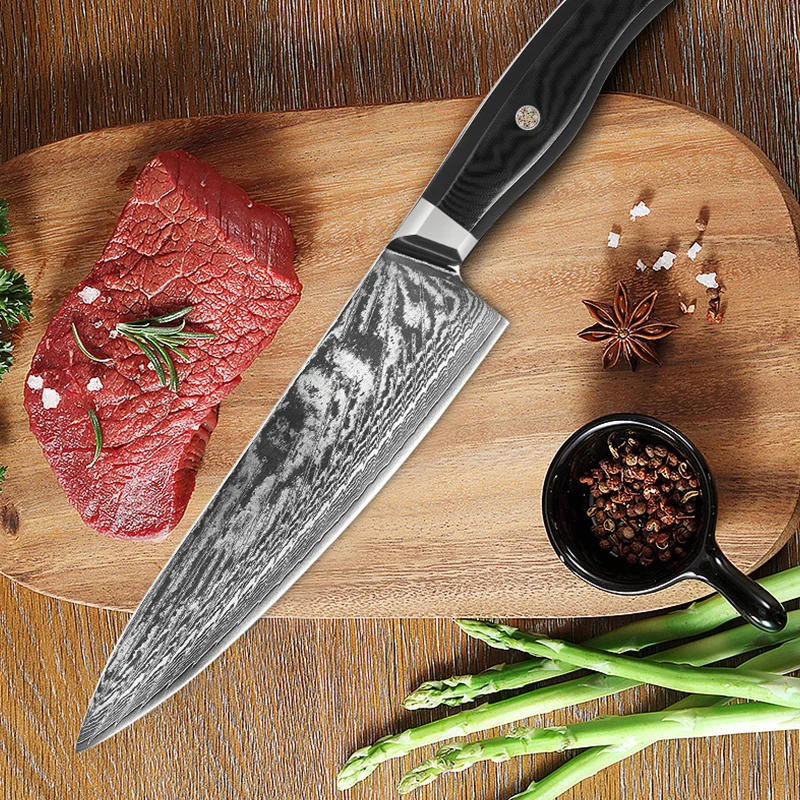 

8 Inch Chef Knife 67-layers Damascus AUS10 Steel Blade Sharp Slicing Vegetables Cleaver Meat Japanese Kitchen Knife G10 Handle