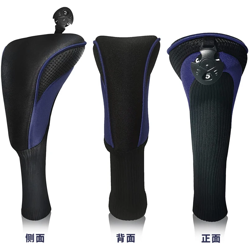 Golf Club Head Covers for Fairway Woods Driver Hybrids 3 Pieces Long Neck Mesh Sports Fan Golf Club Headcovers Set