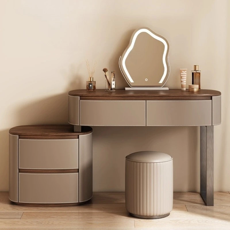 

Saddle Leather Light Luxury Makeup Table Makeup Vanity Dressing Table Vanity Makeup Desk Dresser Bedroom Furniture Vanities