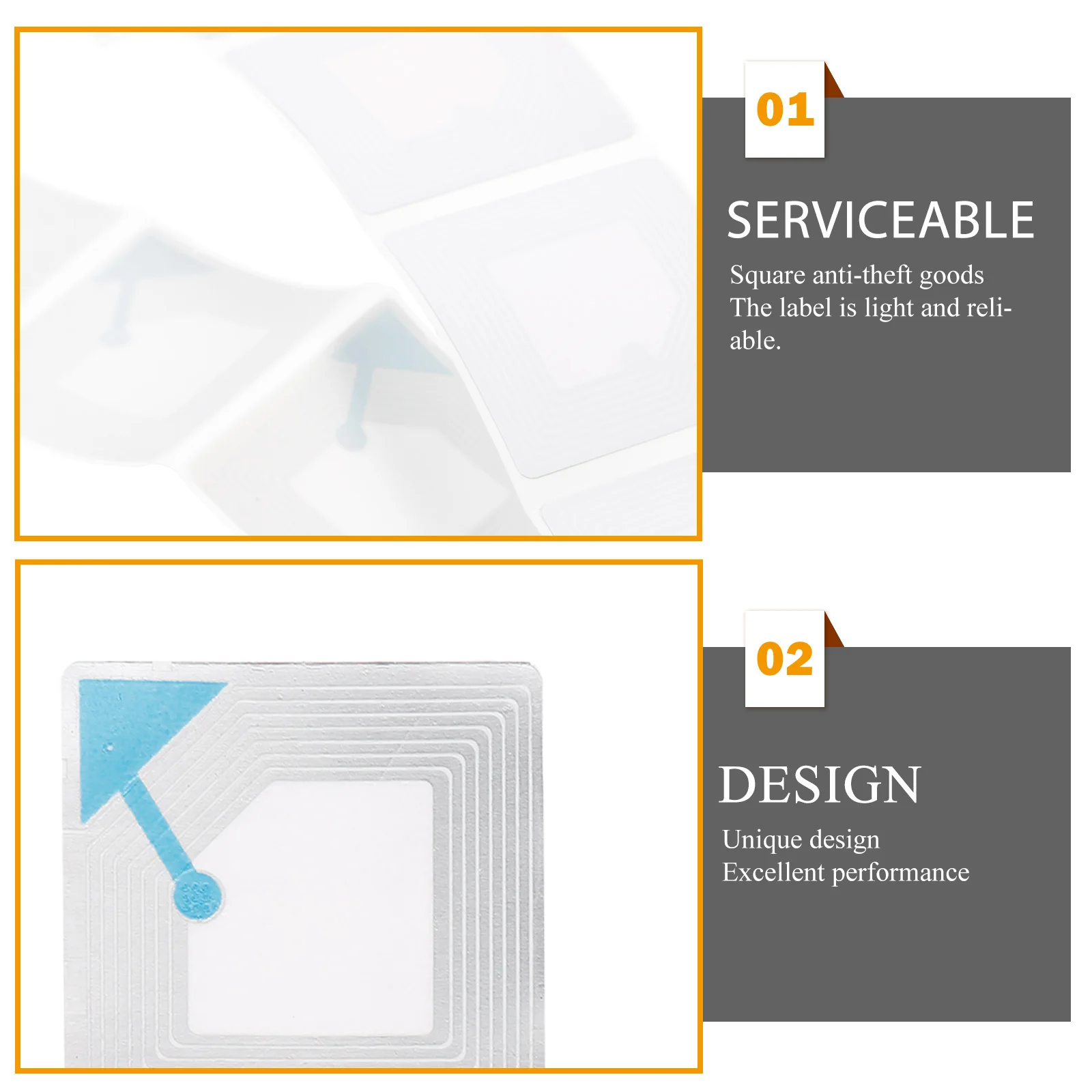 100Pcs Square Goods -Theft Labels High-Performance Function Easy Application Lightweight Retail Security Tag System