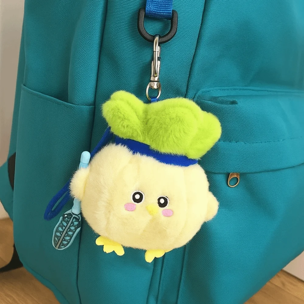 With Voice Vegetable Chicken Pendant Garlic Bird Bag Charm Stuffed Cabbage Chicken Keychain Soft Fluffy