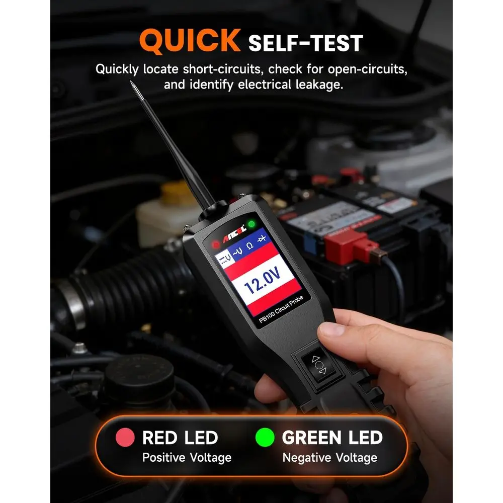 Automotive Power Circuit Probe, 12-24 VDC Car Electrical System Diagnostic Test Tool, AC/DC Continuity Load Circuit Tester, Digi