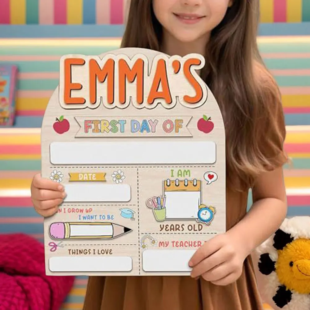 Personalisiertes Schild für den ersten Tag und den letzten Schultag, wiederverwendbares Nachrichtenbrett aus Holz, DIY-Kreidetafel für Kinder zum Schulanfang
