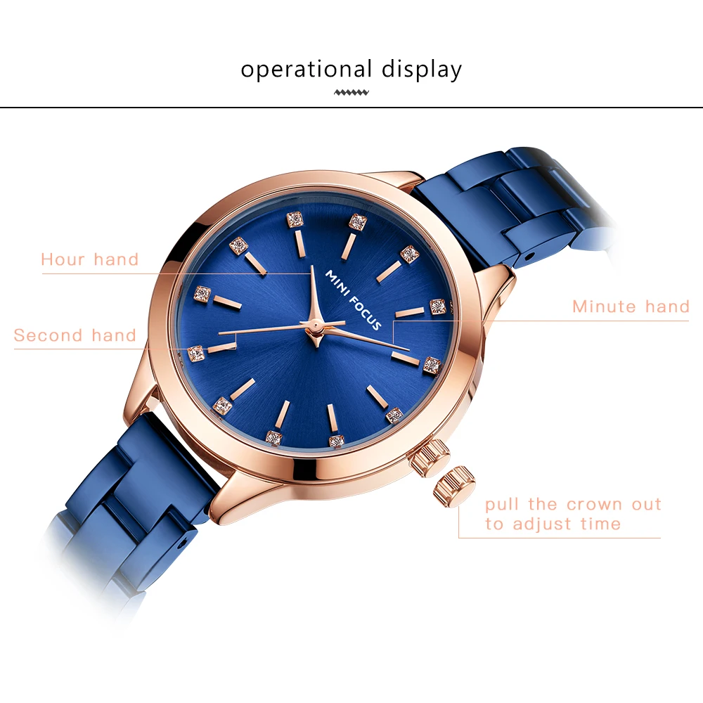 MINI FOCUS Luxury Watch for Woman Waterproof Stainless Steel Ladies Watche Elegant Fashion Quartz Wrist Watches Gold Watch 0367L