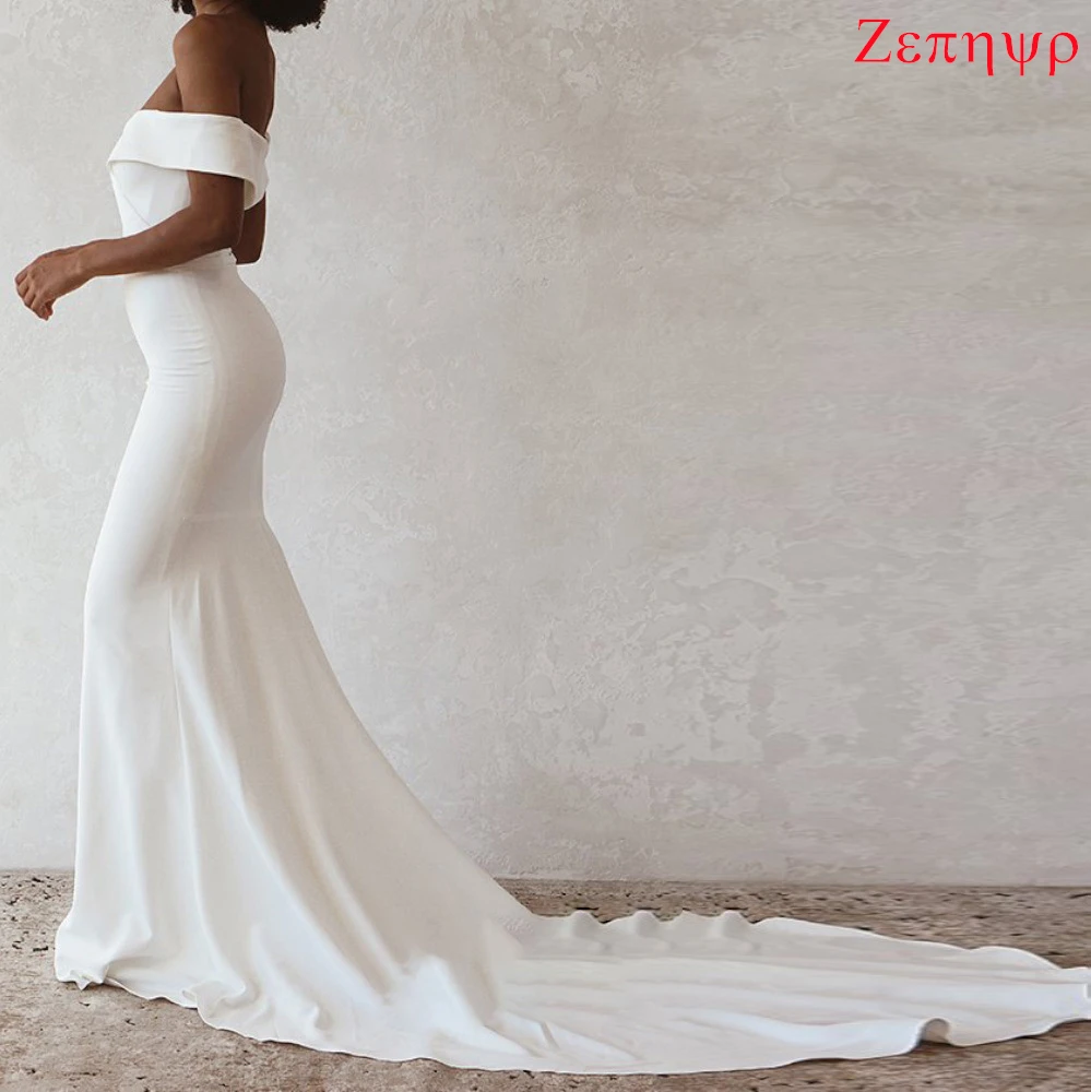 Customized White Chiffon Sexy Mermaid Formal Wedding Dress  Modern Strapless High Quality Bridal Party Zipper Back Bridal Gowns