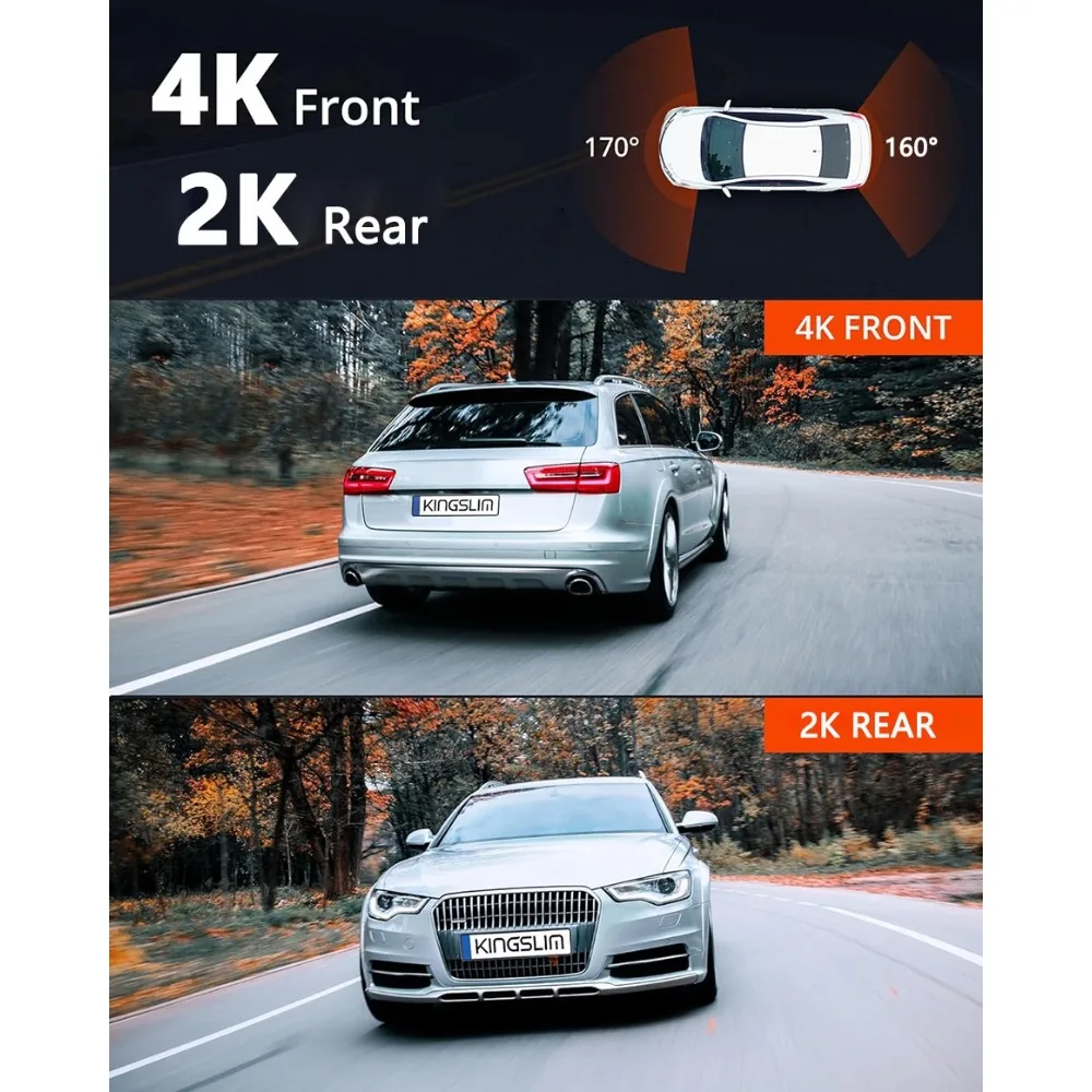 A8 4K Dash Cam Front and Rear 3.2 IPS Screen WIFI Dash Camera Mirror DVR with 24H Parking Monitoring & Loop Recording & ADAS