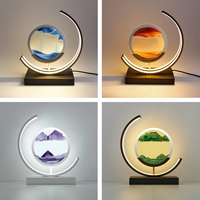 LED Night Light Moving Sand Art Table Lamp Quicksand Sandscape 3D Hourglass Bedside Lamps Flowing Sand Painting Home Decor Gifts