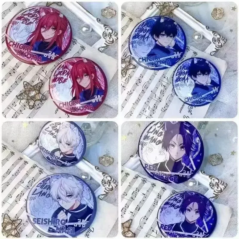New 1Pcs Anime Blue Lock Cosplay Reflective Badges Cat ears Bachira Meguru Isagi Yoichi Nagi Seishirou Mikage Reo Pins Breastpin
