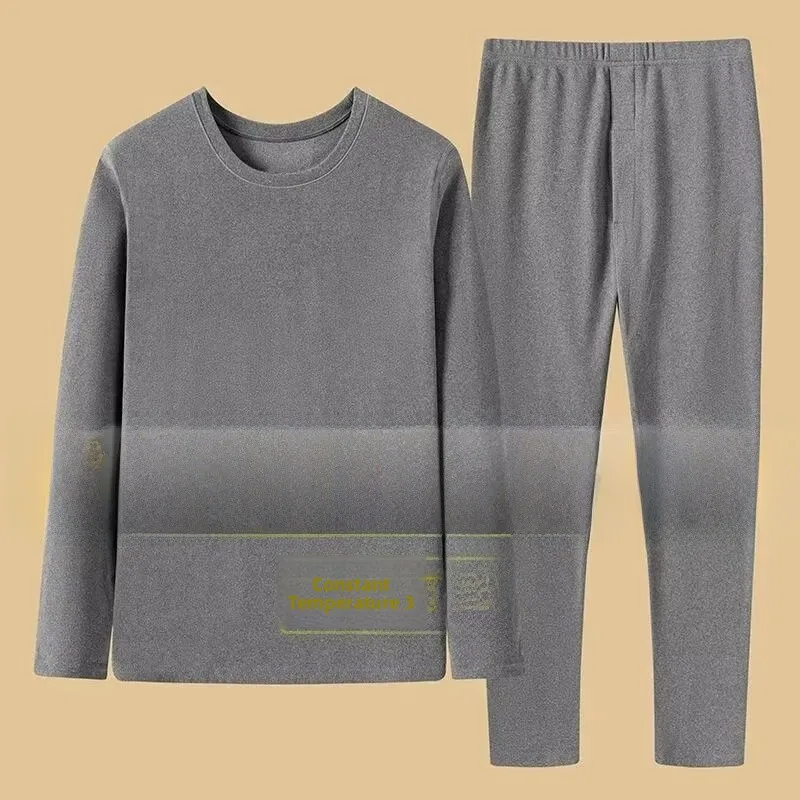 

Thi Winter Thermal Underwear Set for Men round Ne Velvet Warmth Preservation Base Layer Autumn Winter Indoor Wear Heat Re...