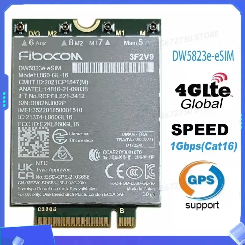 for DW5823E Esim Module L860 GL 16 Cat16 1Gbps LTE WWAN Card for Latitude 5440 5540 Notebook Spare Part