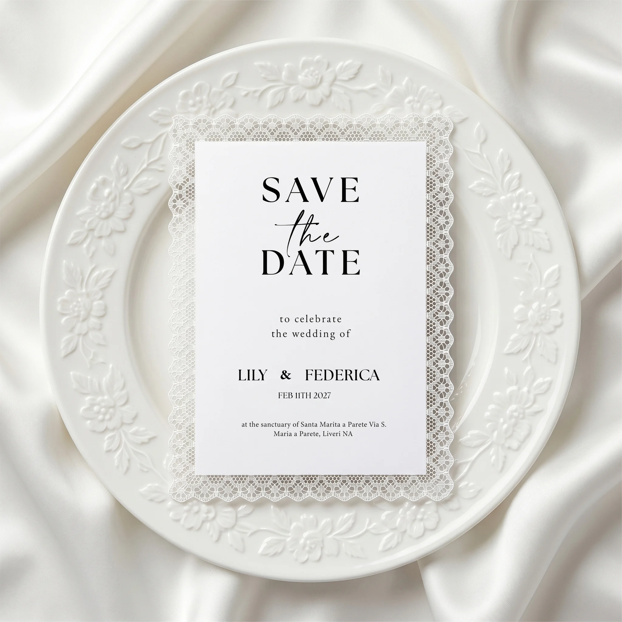 5x7 Inch Personalized Lace Bridal Save The Date Cards Luxury Wedding Stationery For Shower Anniversary Party Souvenirs