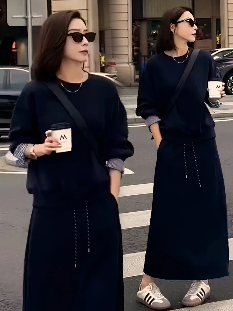 Casual Faionable Women's Two-Piece Set Spring Autumn New Sle Korean Sle Sweatirt  Skirt Versatile Comfortable