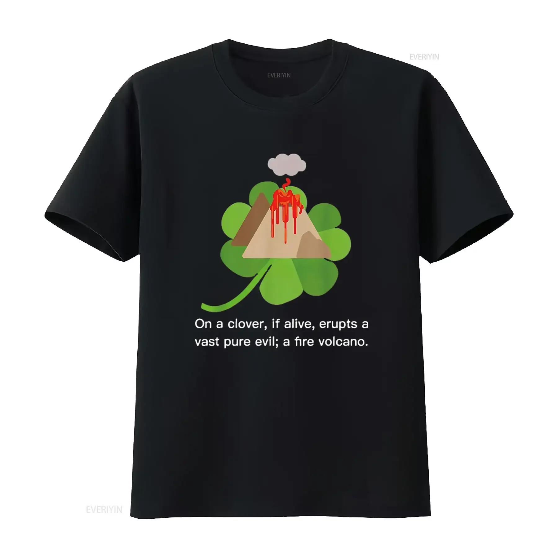 Camiseta inteligente Palindrome Fire Volcano on Clover para mujer, camiseta de lectura hacia atrás, vintage, lavada, para hombre, ropa de calle ligera y elegante, Unisex