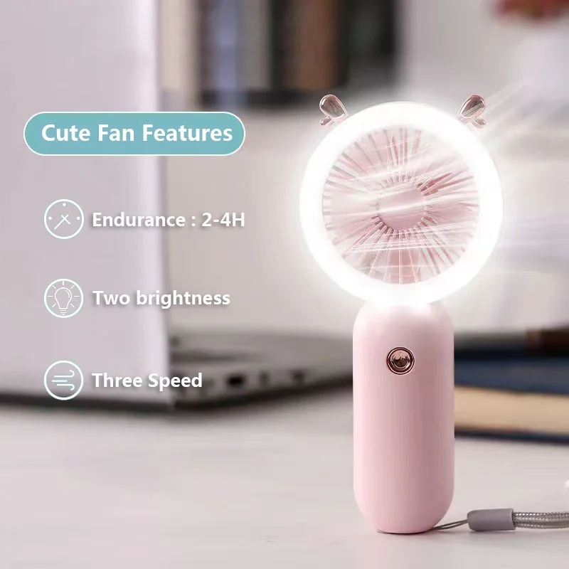 Mini Portable Fan USB Rechargeable Night Light Cooling Handheld Fan Three Speed Adjust ventilador