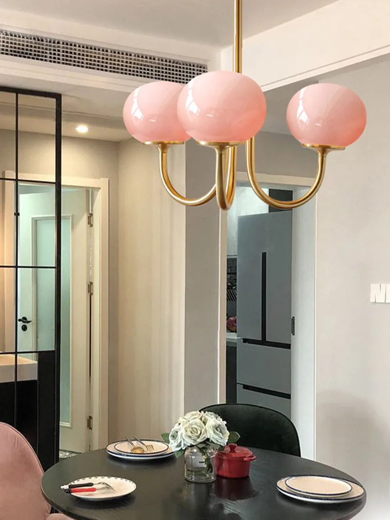 

Creative Arts Lovely Girls Living Room Bedroom Hotel Pendant Light French Simple Country Vintage Retro Pink White Glass Lamp
