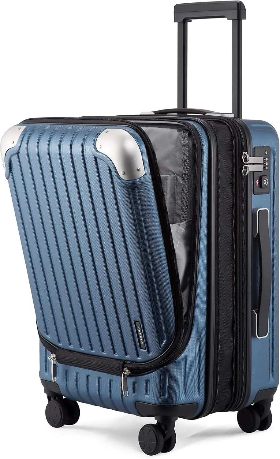 

20-Inch Expandable Hard-Sided Carry-On Luggage with Spinner Wheels, TSA Lock, Laptop Compartment - Blue