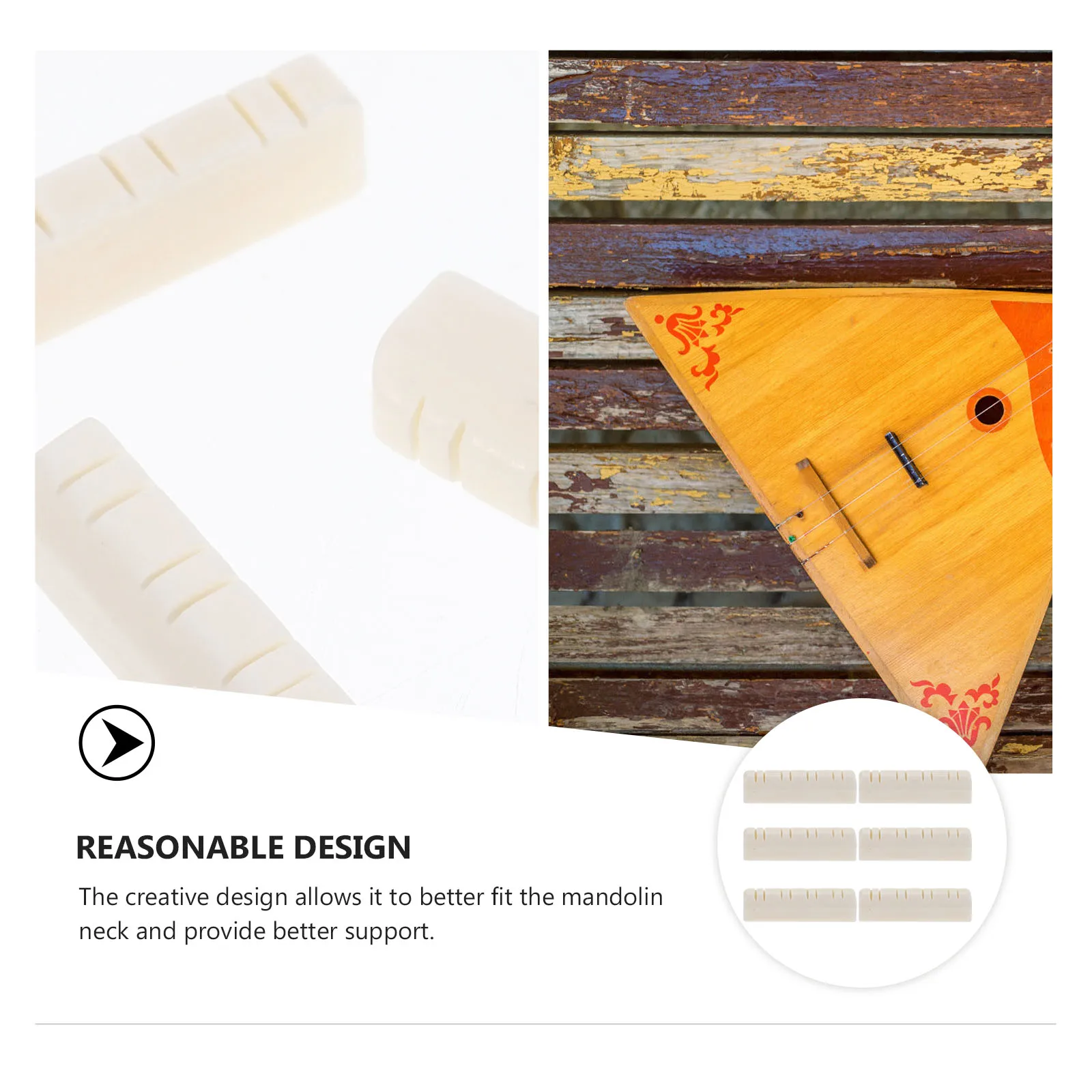 

6 Pcs Bone Saddle Nut Pillow Accessories Instrument Neck Rest Mandolin White Beef Repair Stand