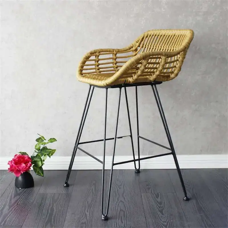 

Modern Rattan Bar Chair for Bar Furniture Home Bar Table Kitchen Island Bar Stool simple Designer Armchair Leisure High Stool Z