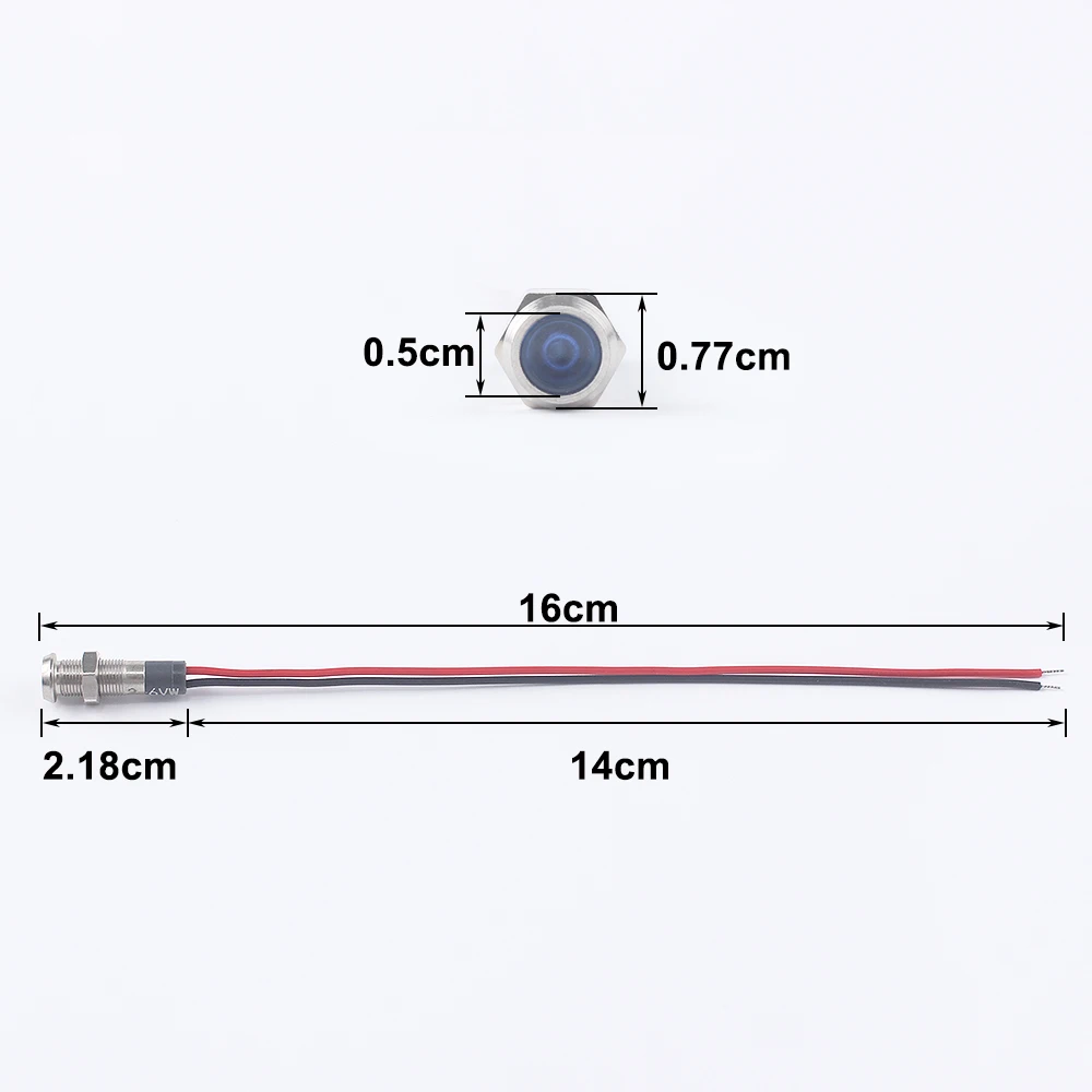 6mm LED Metal Indicator Light Mini Panel Mount Waterproof Signal Lamp With 2 Wires 3V6V 12V 24V 220V Red Yellow Blue Green White