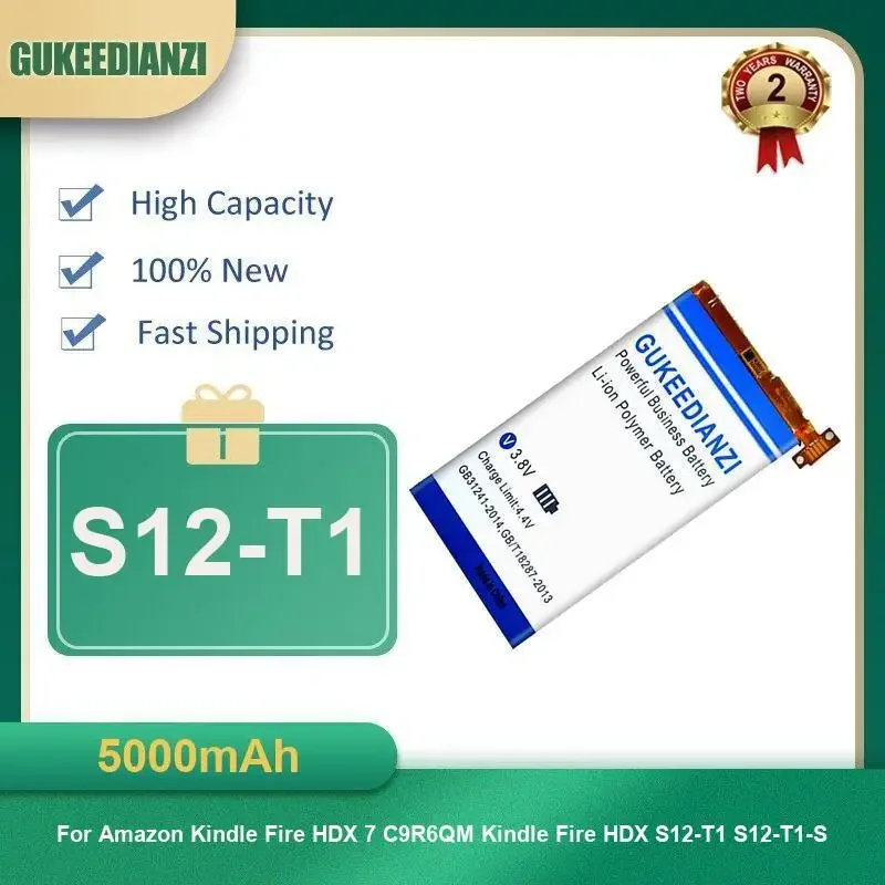 

5000mAh S12-T1 Tablet Battery For Amazon Kindle Fire HDX 7 C9R6QM Kindle Fire HDX S12-T1 S12-T1-S High Capacity