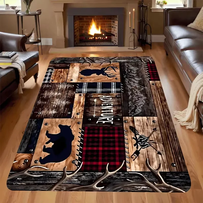 Rural Farmhouse, Black Bear Wohnzimmer-Bodenmatte, Badezimmer, Schlafzimmer, Spielzimmer, Waschküche, Küchenmatte, Heimdekoration für das Schlafzimmer