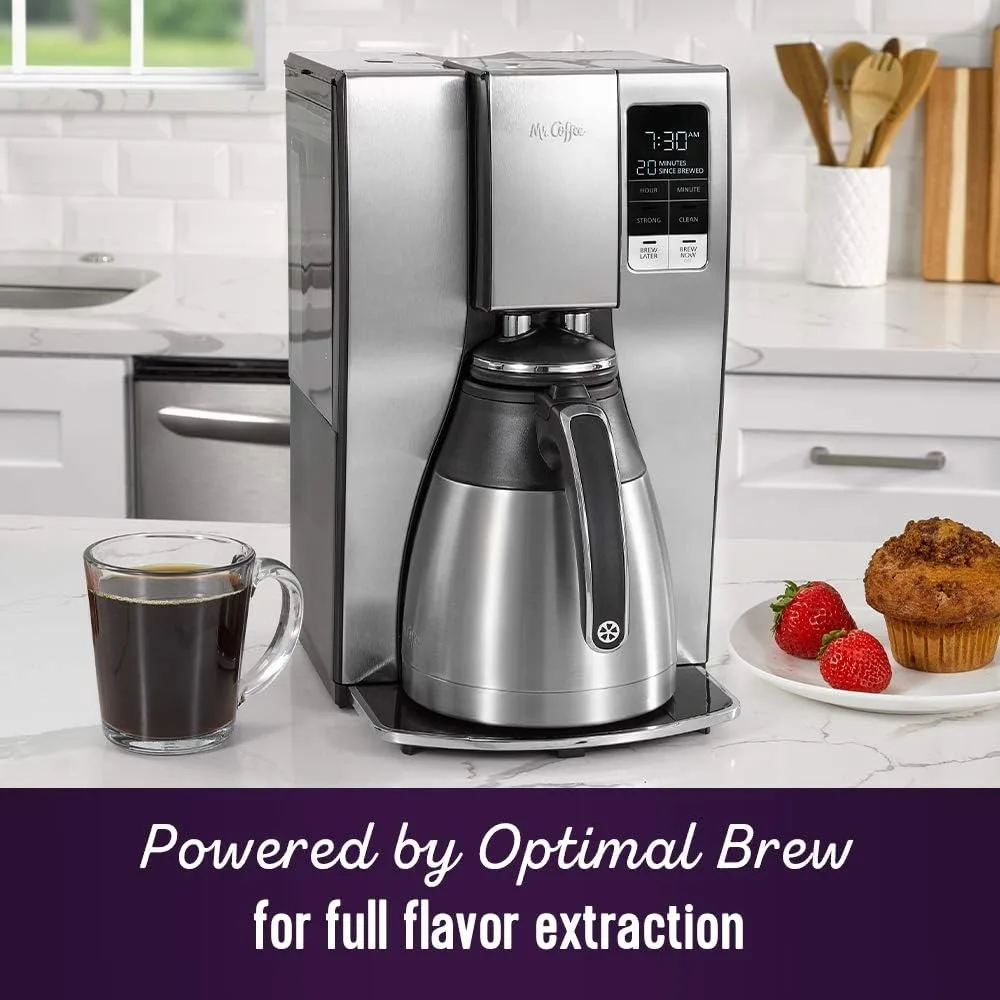 10-Cup Programmable Coffee Maker with Thermal Carafe, Brew Strength & Delay Timer, Stainless Steel