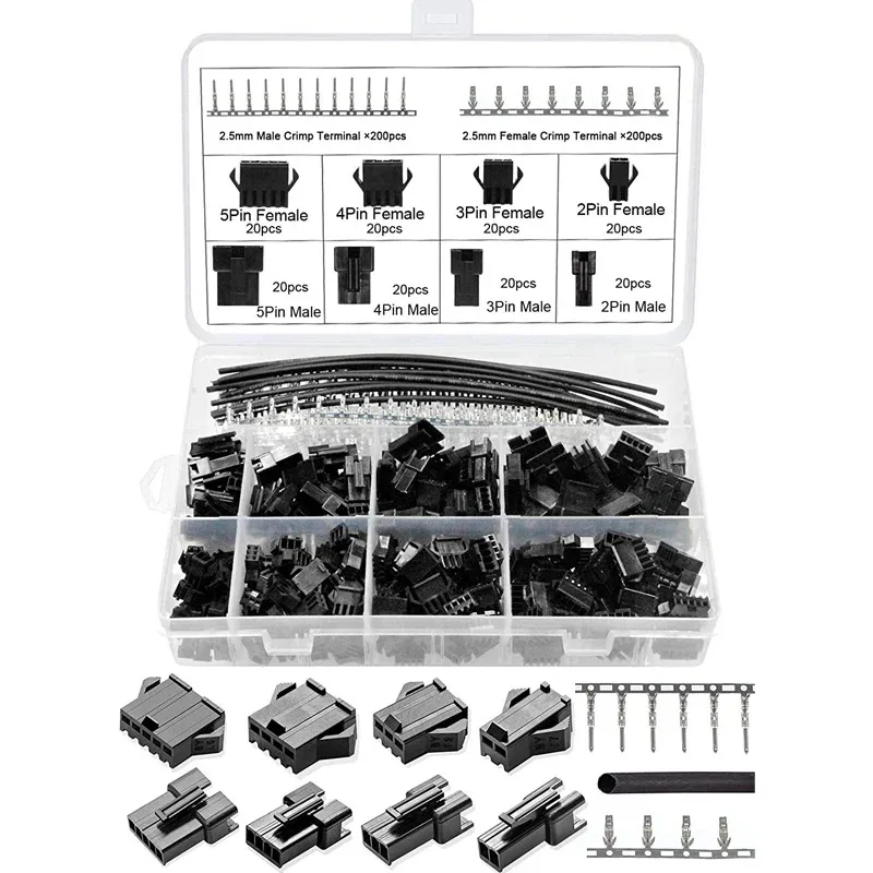 570pcs JST 2.54mm SM  Male Female Waterproof Wire Connector Plug Housing Terminal Adapter Crimp  2 3 4 5 Pin Pitch SN28B Plier