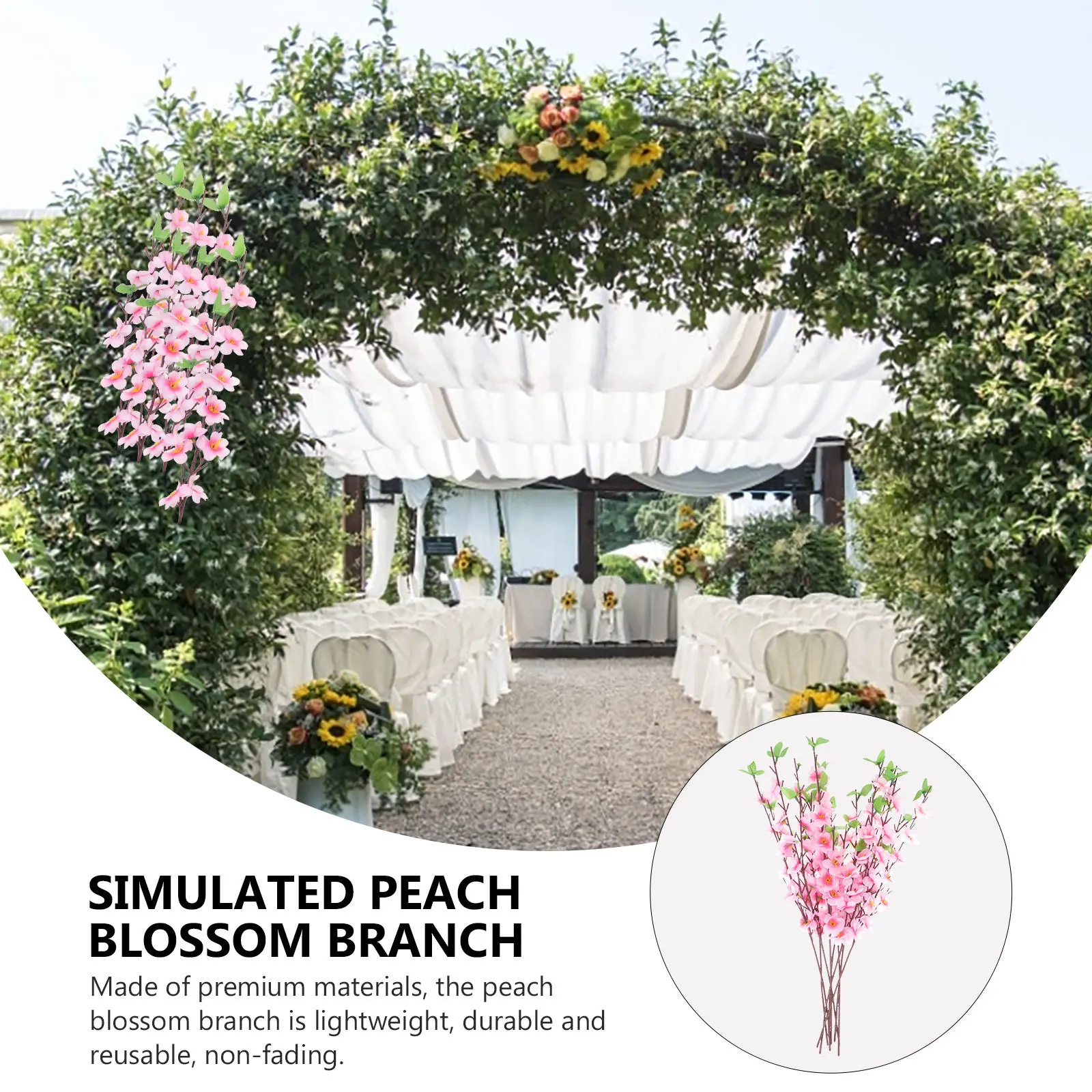 

10Pcs Simulation Peach Blossom Branch Artificial Lightweight Decoration for Flower Arrangement Valentine's Day Home