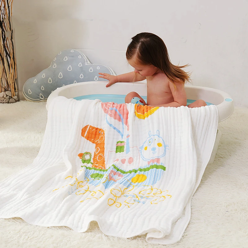 

Cotton Seersucker Gauze Nine-layer Thickened Bath Towel Children's Quilt Children's Gauze Blanket Class A Newborn Bath Towel