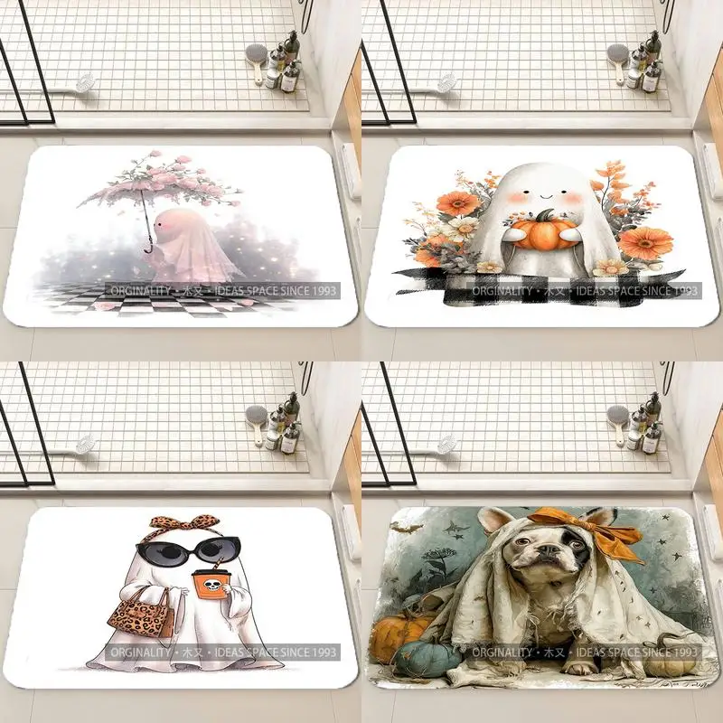 

Cute Ghost with Roses Living Room Decoration Home Sofa Non-Slip Carpet Study Bedroom Tatami Children'S Soft Floor Mat