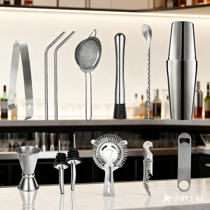 Dual Size Boston Martini Shaker Kit, 16Pcs 20/24oz Stainless Steel Cocktail Shaker Complete  Bar Accessories