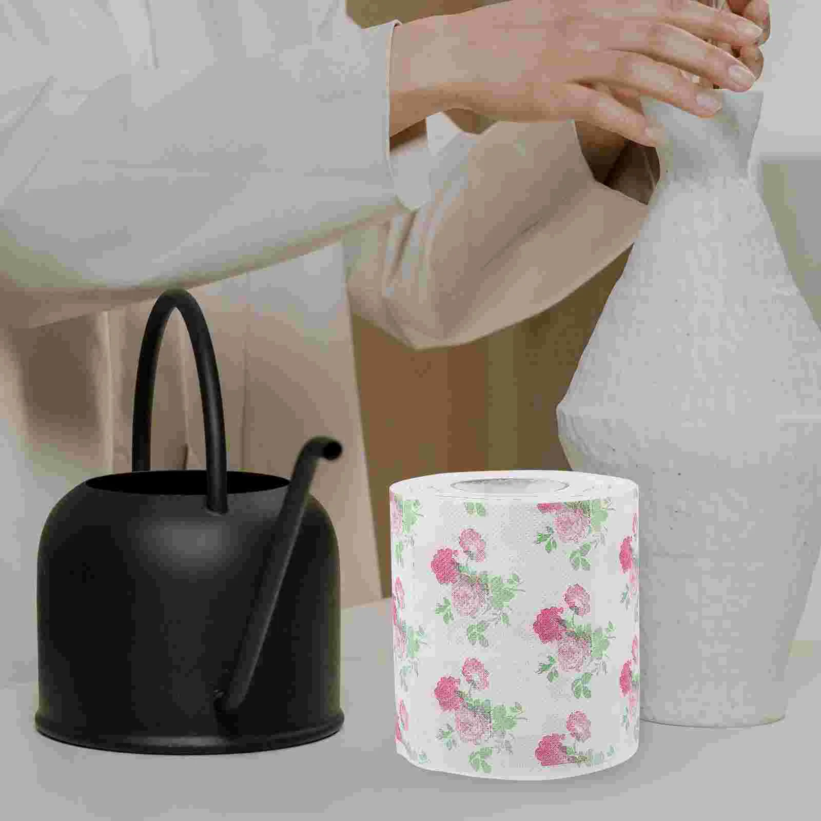 2 Rolls Colored Toilet Paper Bathroom Accessory Printed Towel Flowers Tissues Wood Pulp Decorative