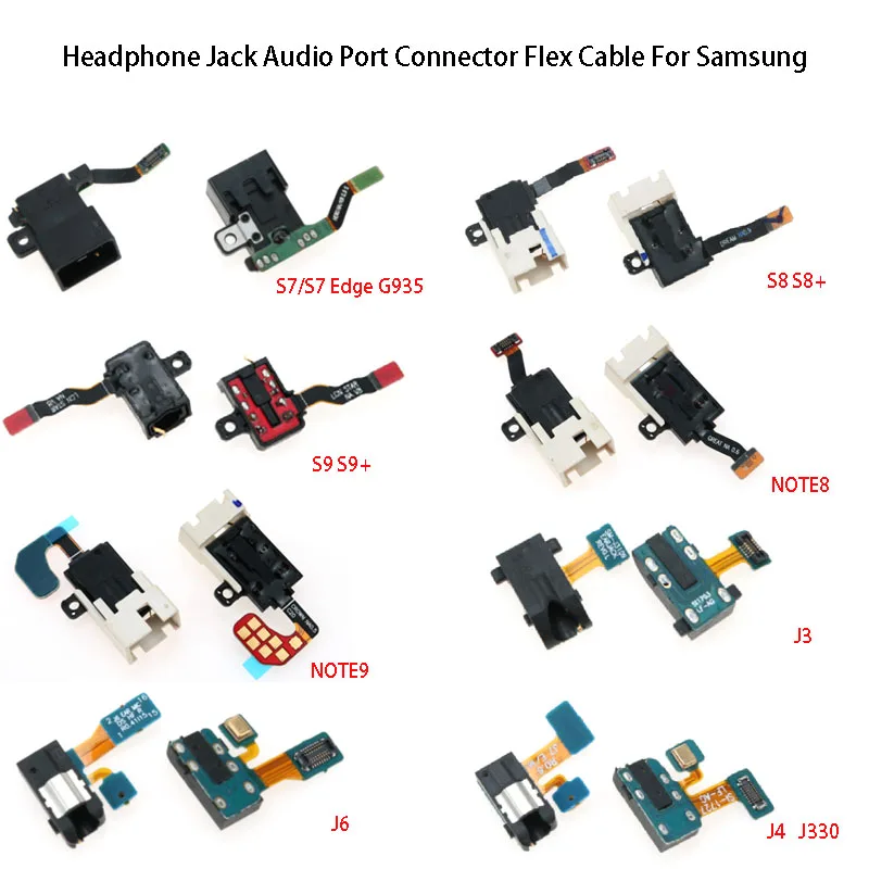 1PC Curved straight screen Headphone Jack Audio Port Connector Flex Cable For Samsung S7/S7 Edge G935 S8 9 NOTE8 9 J3 J4 J6 J330