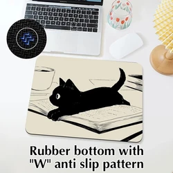 Black Cat Mousepad Small Office Computer Desk Mat Table Keyboard Big Mouse Pad Laptop Cushion Non-slip Deskpad Home Decor