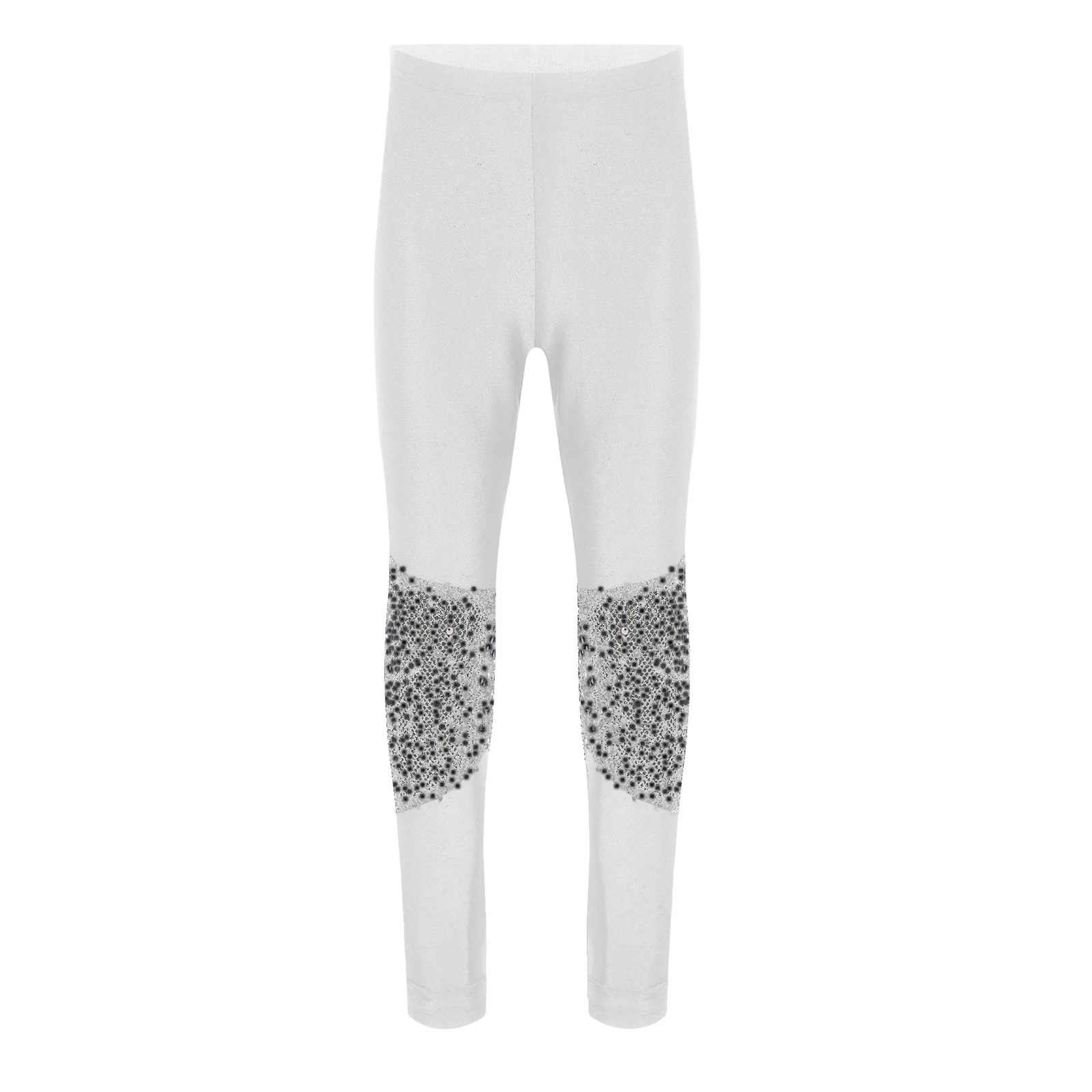 

Kids Girls Leggings Pants for Gymnastics Acrobatics Ballet Yoga Dance Training Shiny Sequin Patchwork Elastic Waistband Trousers