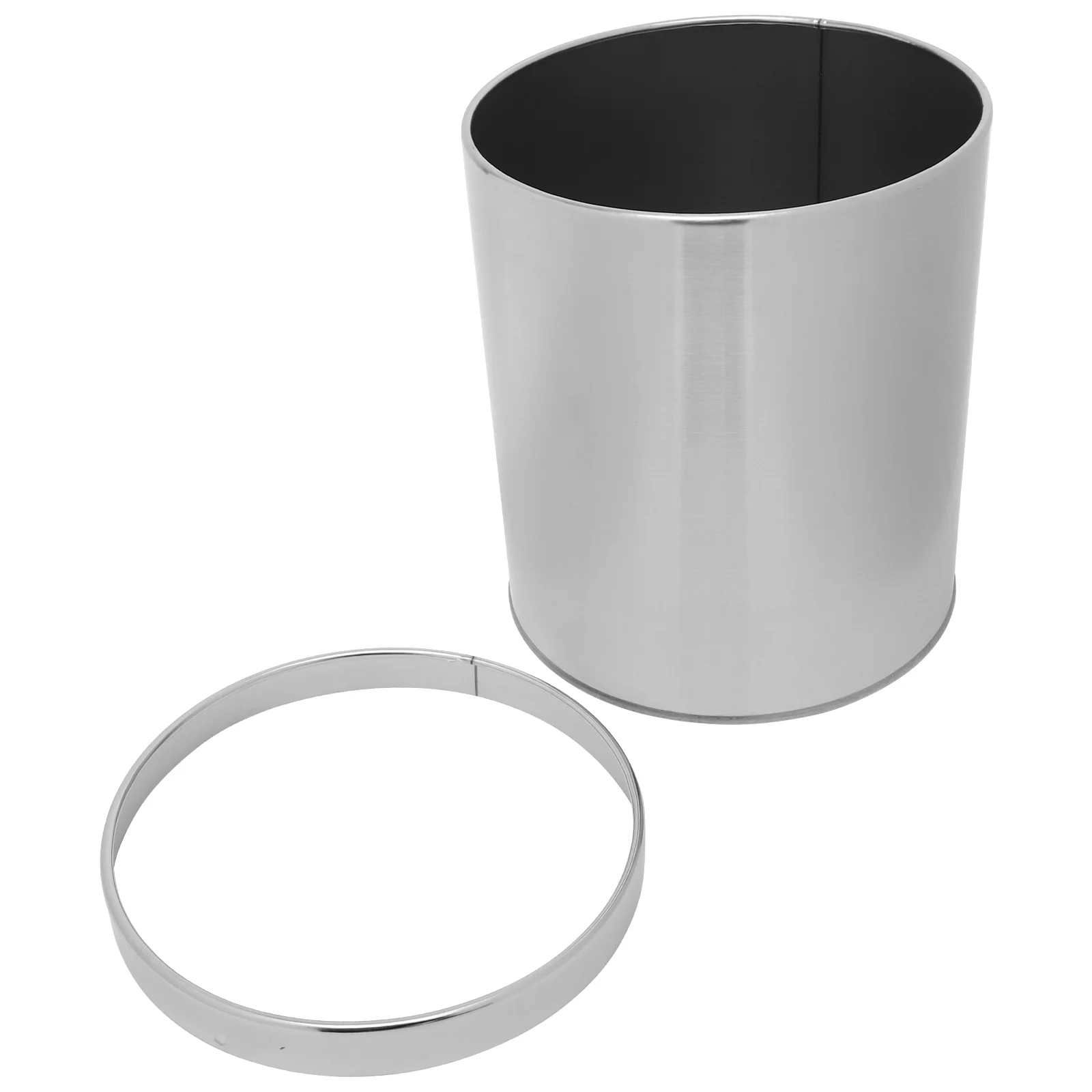 Stainless Steel Round Trash Can Litter Boxes Kitchen Bathroom Desk Wastebasket Garbage for Office