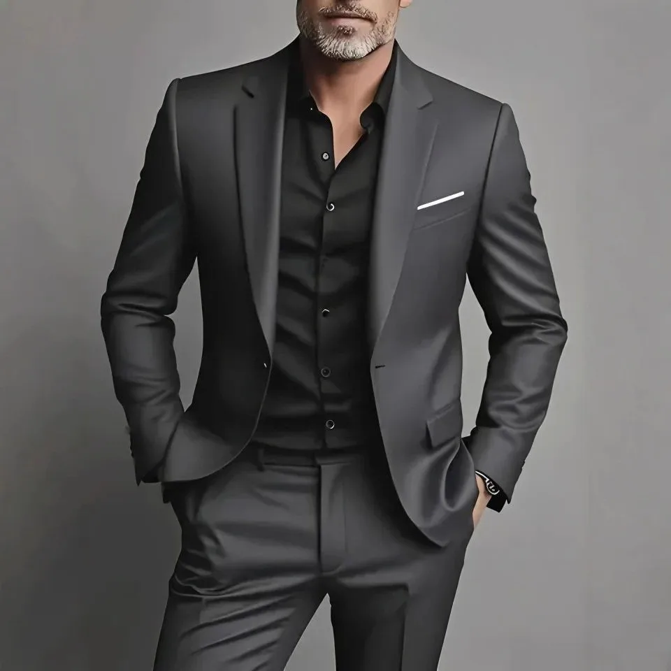 New 2026 Suit Men's Suit Two-piece Suit, Korean Version Slim-fitting Business Best Man Casual Suit