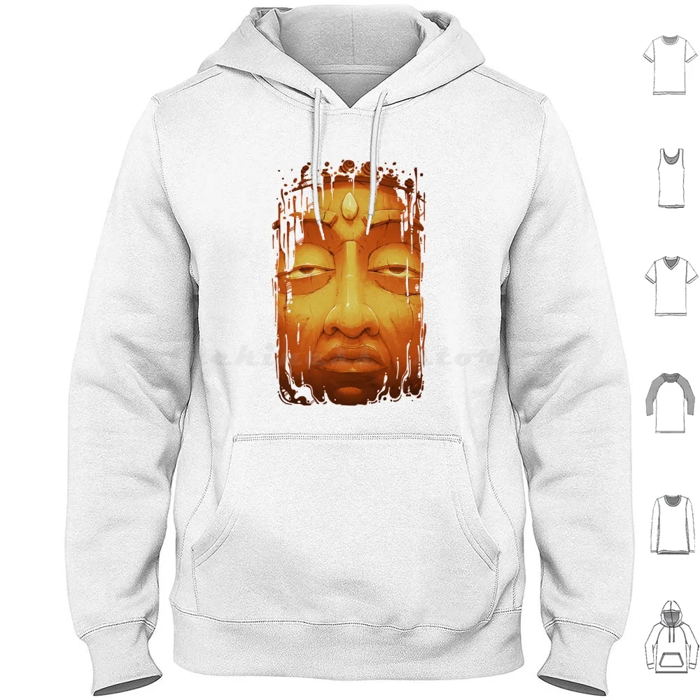 Buddha Ii Hoodie cotton Long Sleeve Ohm Monk Buddha Budhism Spirit Spirituality Inner God Journey Stone Mystery Secret Past