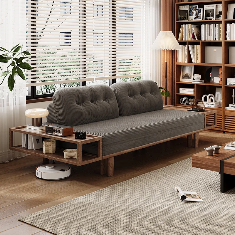 

Simple solid wood sofa bed folding dual-purpose small apartment living room multi-functional storage bed movable retractable bed