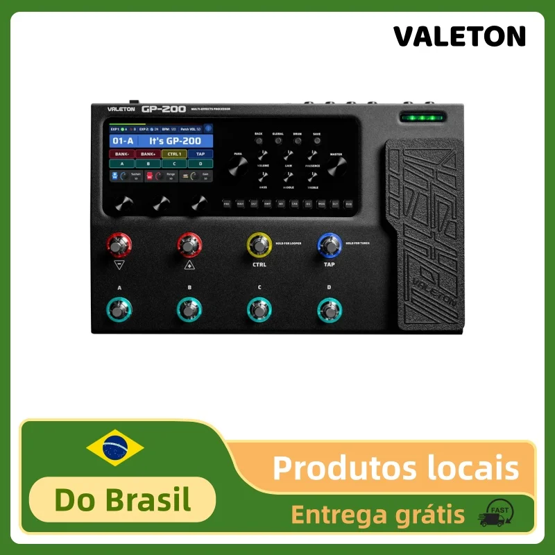 VALETON GP-200 Amplificador de Guitarra e Baixo com Modelagem de IR, Simulação, Multi-Efeitos, Alimentação EU, Loop FX, Suporte MIDI e I/O, NAM A2
