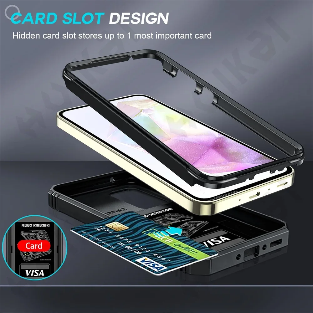 Case For Samsung Galaxy S24 S23 S22 S21 Ultra Plus A55 A35 A54 A14 4g 5g Slider Camera Protect 360 Full Protection Bracket Cover