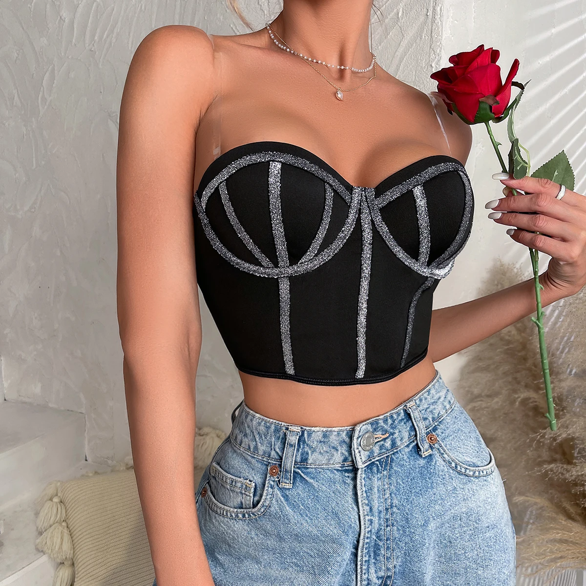 New style strapless women's top suitable for outerwear seductive and sexy tube top inner wear shaping single top