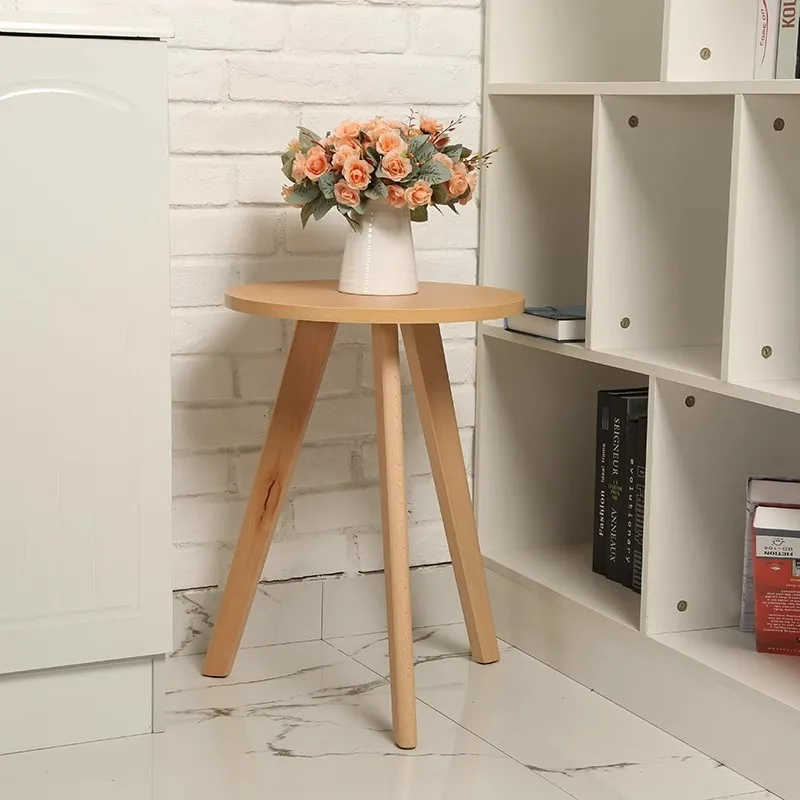 Household Solid Wood Small Round Table, Small Coffee Table, Triangular Round Table, Apartment Corner Table