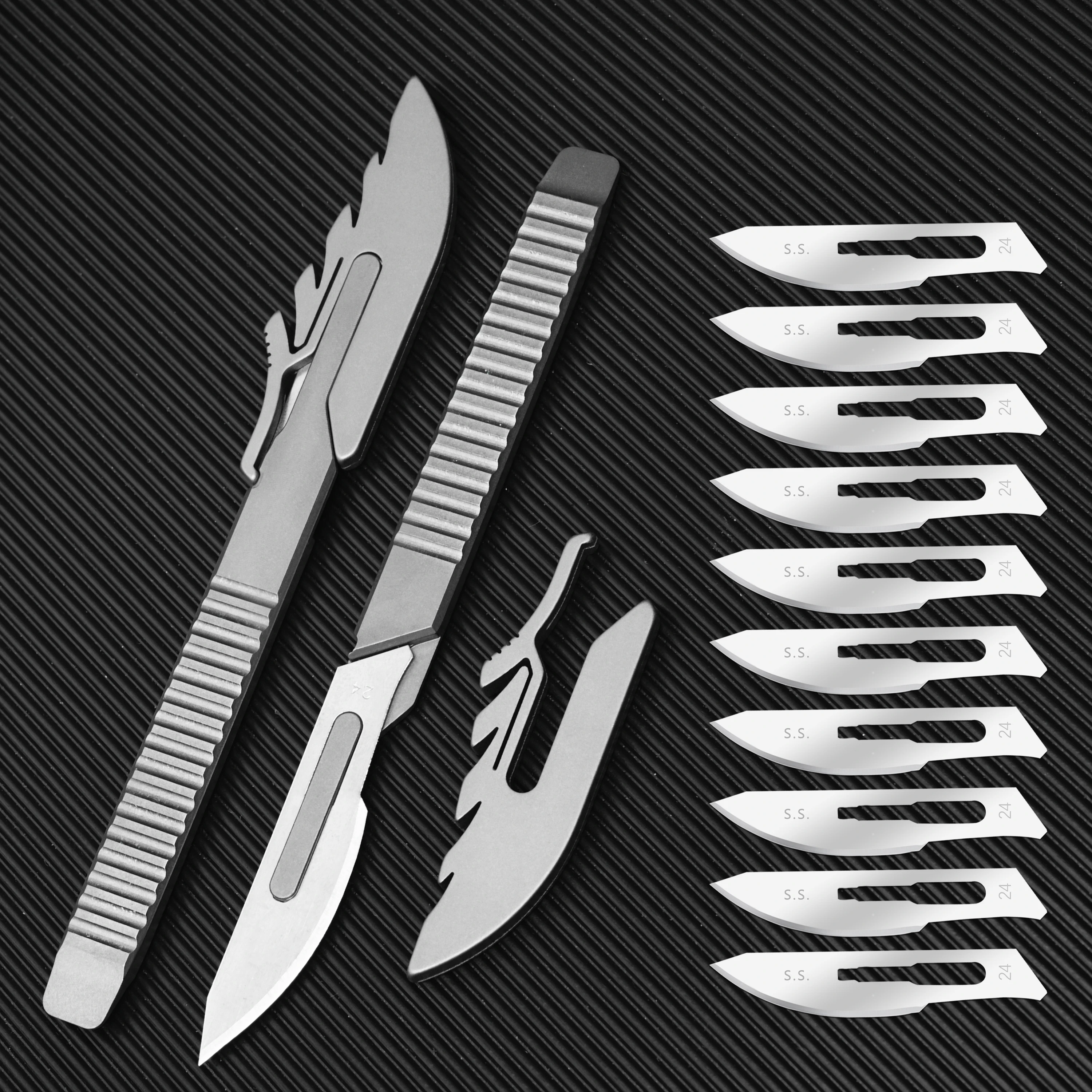 Scalpel Titanium Alloy Surgical Blade Carving Knife No.24 Multifunctional Express Out Of The Box Tool With 10pcs blades